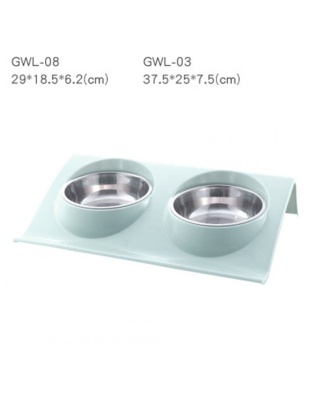 Stainless Steel Double Pet Bowls Food Water Feeder for Dog Puppy Cats Pets - Blue